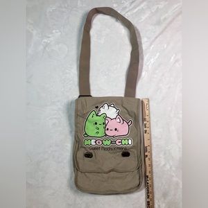 Meowchi sweet mochi kittens pink green tan cat small mini messenger bag used